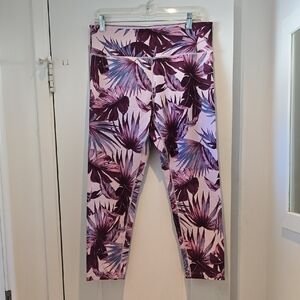 Calvin Klein Purple and Pink Leggings with Tropical Print  XL